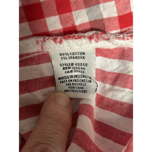 Habitat Red Plaid Textured Button Down Shirt Top Womens Large Outdoors Retro - Picture 7 of 8